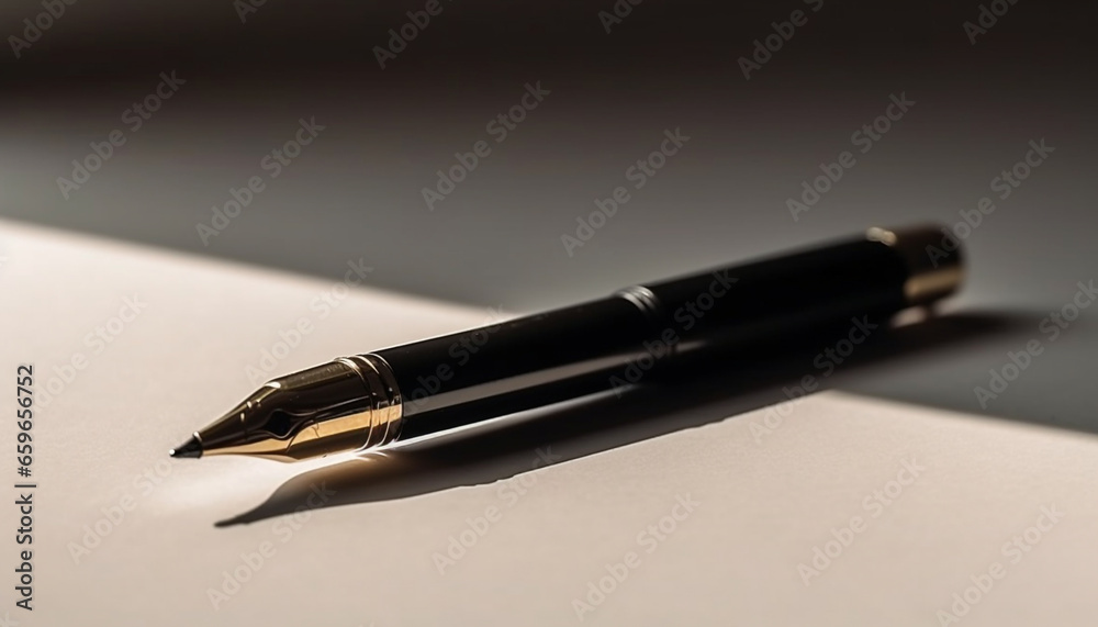 Gold nib signs elegant contract on blank paper generated by AI Gold nib signs elegant contract on blank paper generated by AI