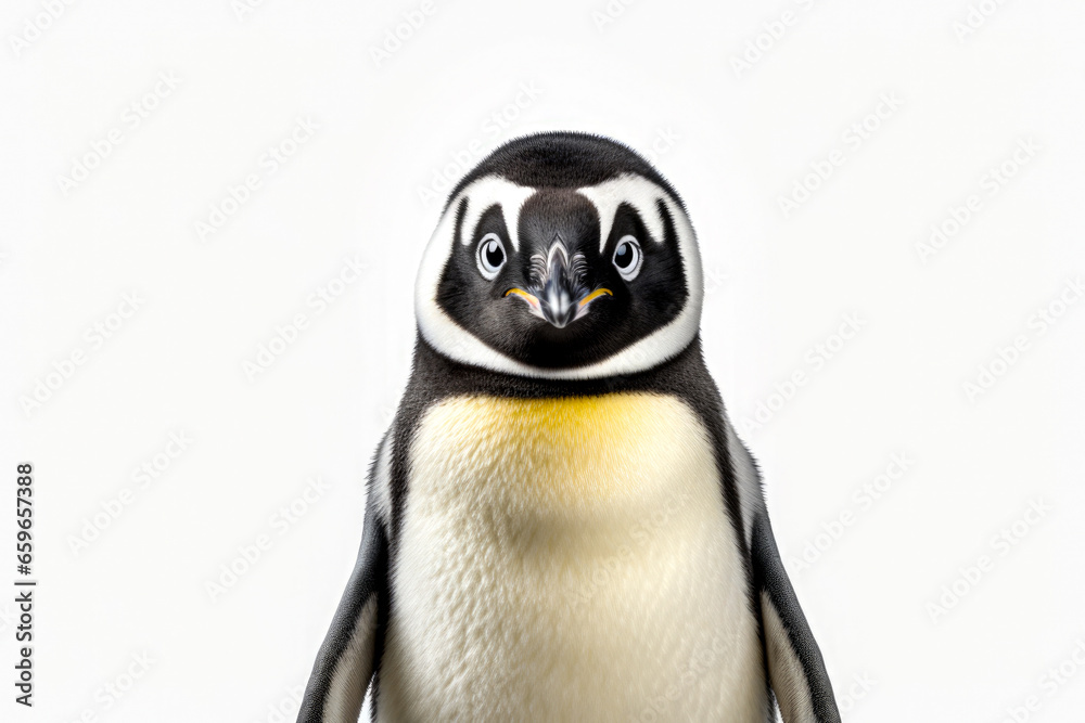 Naklejka premium Penguin isolated on a white background, close-up.
