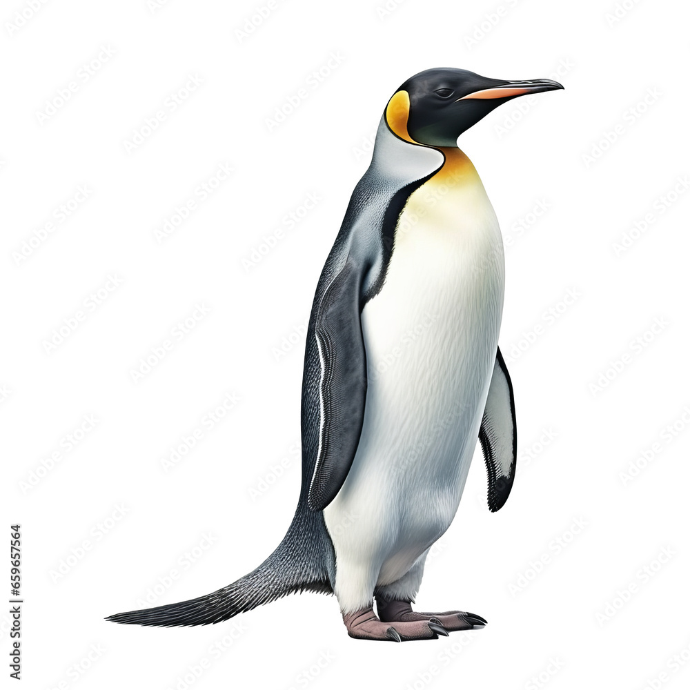 Fototapeta premium Penguin full body side view isolated on transparent background.generative ai