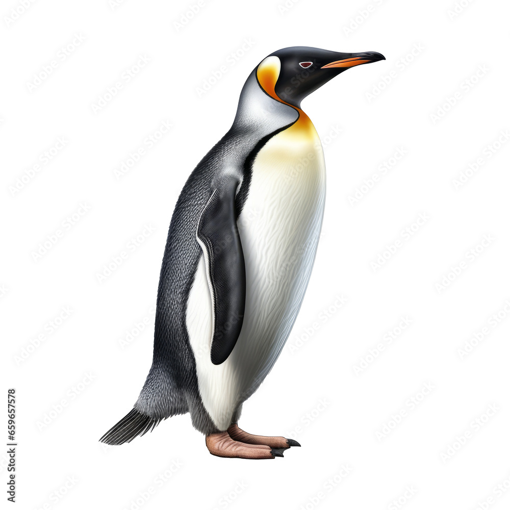 Obraz premium Penguin full body side view isolated on transparent background.generative ai
