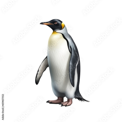 Penguin full body side view isolated on transparent background.generative ai