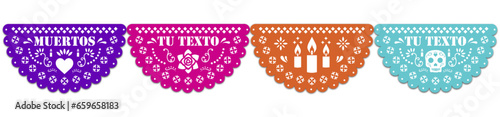 Papel picado en forma de medio circulo del d√≠a de muertos