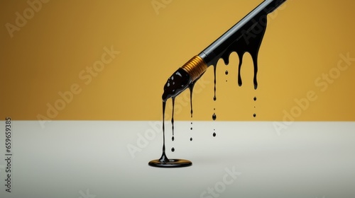 Drop of ink flowing from the pen or pencil.
