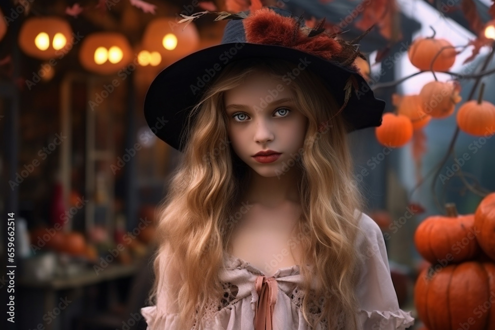 Teenager girl with costume for halloween party at outdoor Teenager girl with costume for halloween party at outdoor
