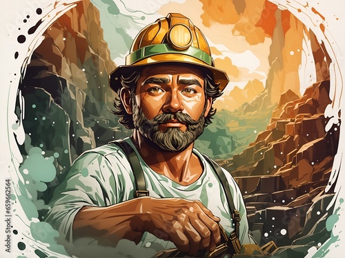 Gold miner illustration, Ai generated