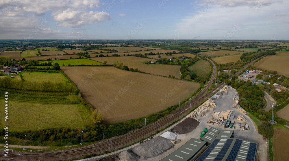 An aerial view of Haughley Junction in Suffolk, UK