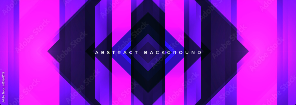 Abstract pink and purple wide banner background with 3d geometric shapes, lines and shadows. Vector illustration Abstract pink and purple wide banner background with 3d geometric shapes, lines and shadows. Vector illustration