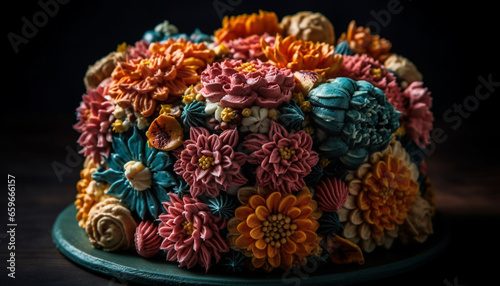 Homemade chocolate dessert with ornate decoration generative AI