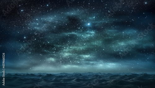 Milky Way galaxy glows in dark night sky generative AI