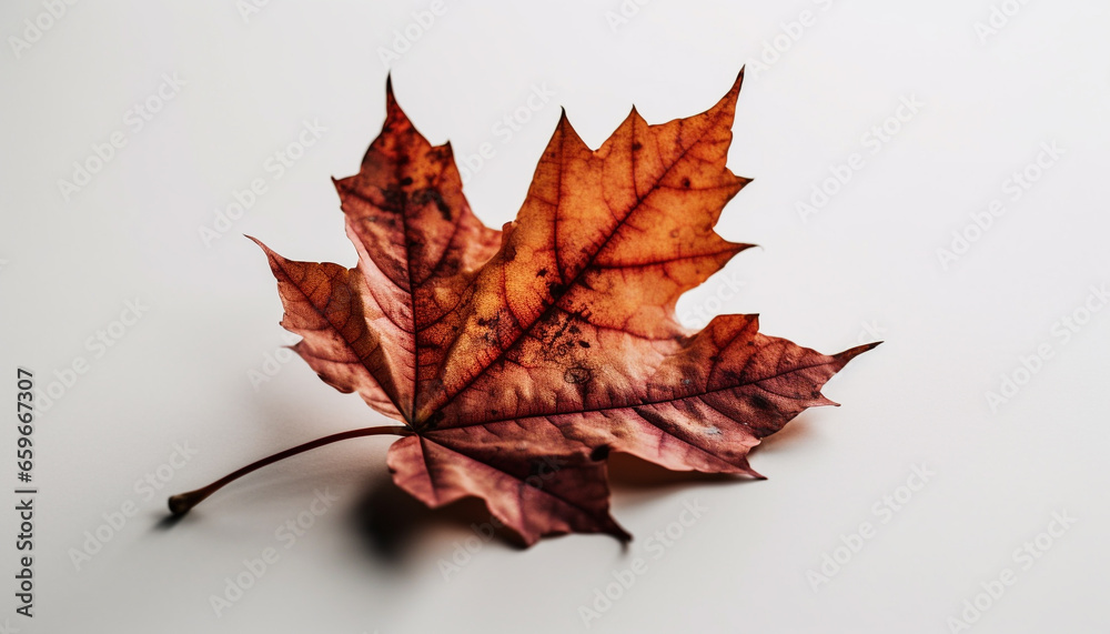 Fototapeta premium Vibrant autumn maple leaf, on white generative AI