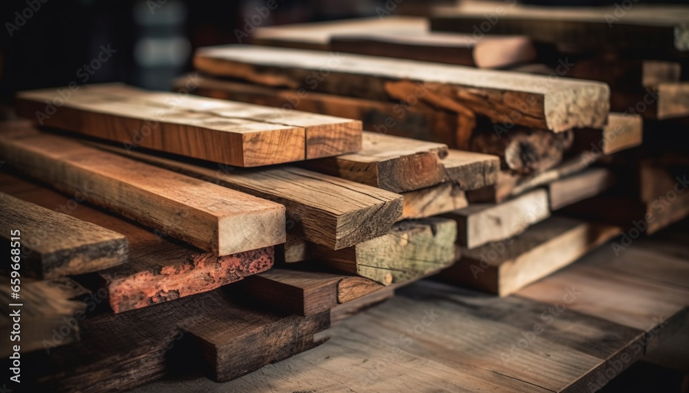 Hardwood stack, lumber industry, carpentry craft, nature pattern, construction material generated by AI Hardwood stack, lumber industry, carpentry craft, nature pattern, construction material generated by AI