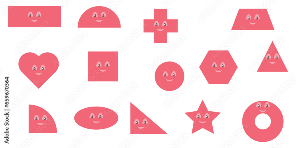 Geometric shapes funny faces and eyes. Mathematics resources for ...