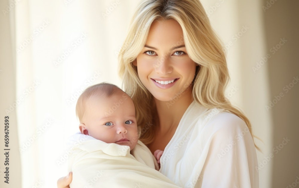 Pretty woman mom holding her newborn baby Pretty woman mom holding her newborn baby
