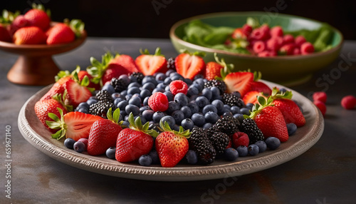 Organic berry salad  a refreshing summer snack generative AI