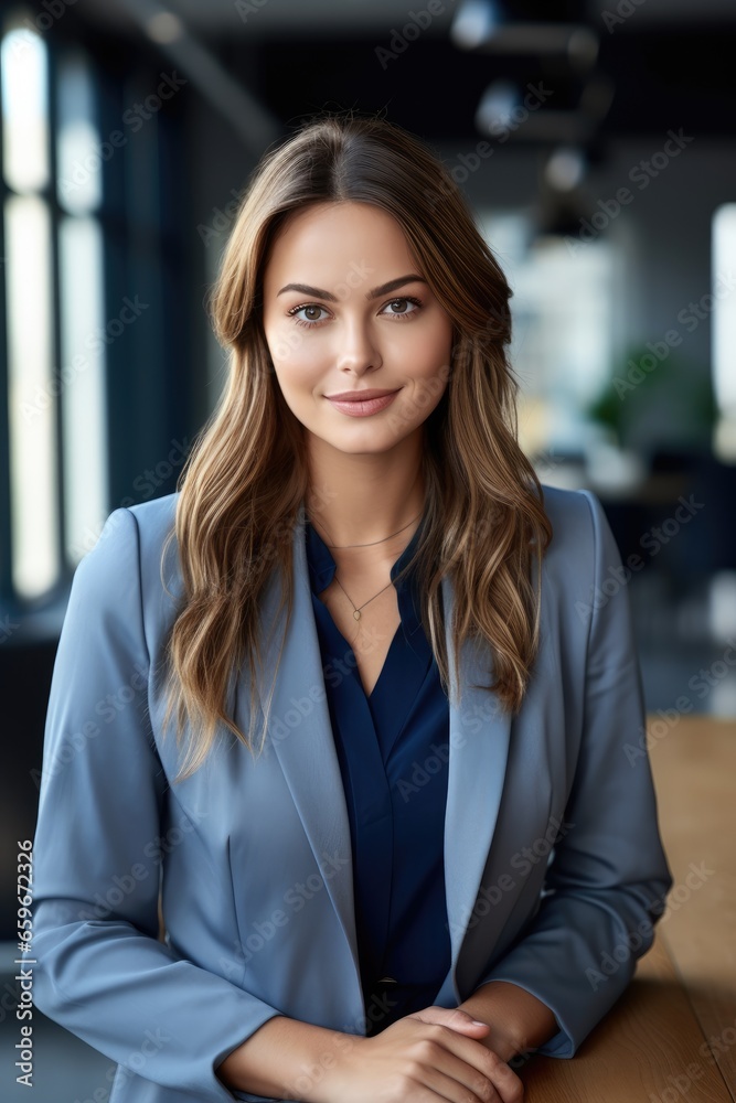 Modern female therapist office setting, looking happy and benevolent Modern female therapist office setting, looking happy and benevolent