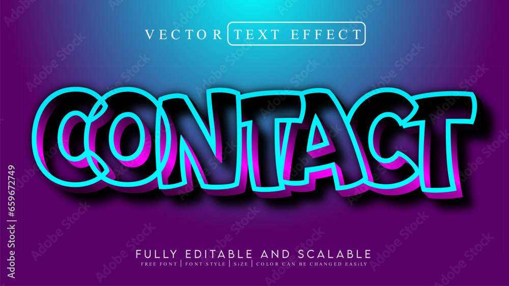 3D Text Effect _Fully Editable and Scalable Vector (Contact)