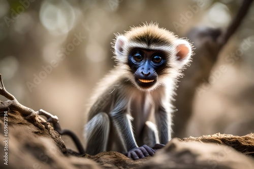 A baby vervet monkey, Chlorocebus pygerythrus photo