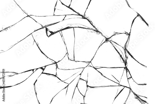 Broken glass texture. Bullet hole. Transparent background
