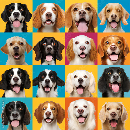 pop art of cute happy dogs, seamless pattern © FP Creative Stock