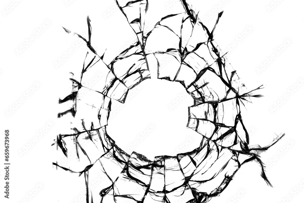 Obraz premium Broken hole in glass white background