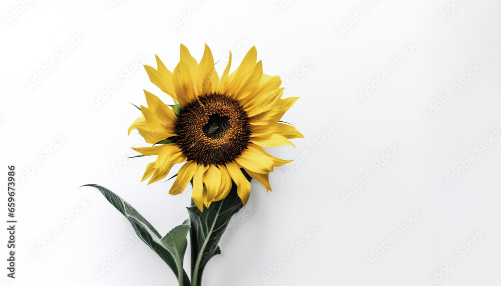 Fototapeta premium Vibrant yellow sunflower, a summer beauty in nature generative AI