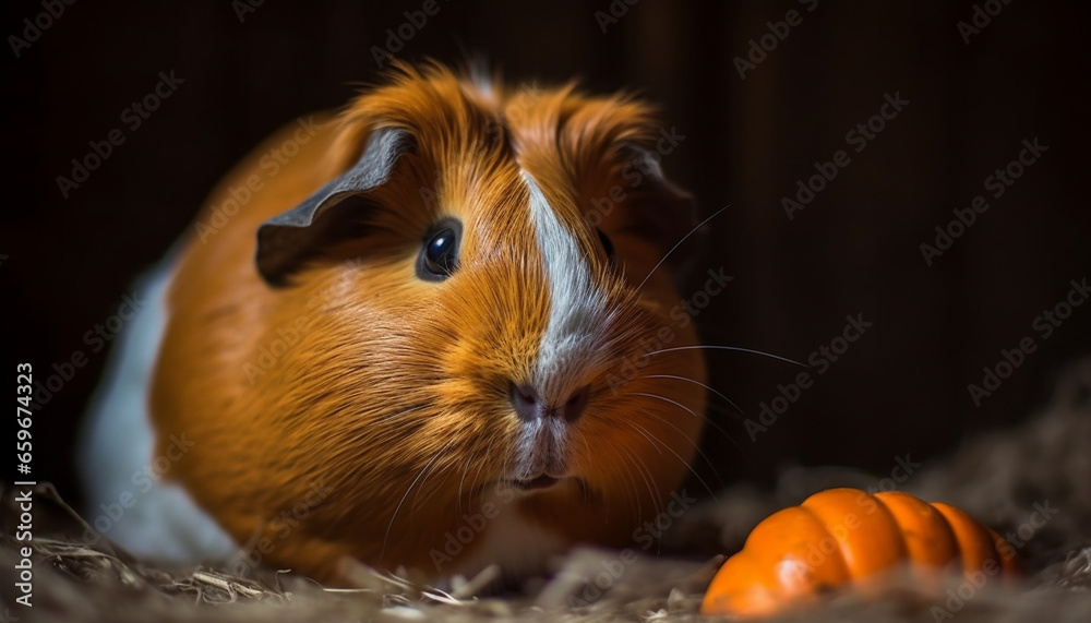 Fluffy guinea pig munches on fresh veggies generative AI Fluffy guinea pig munches on fresh veggies generative AI