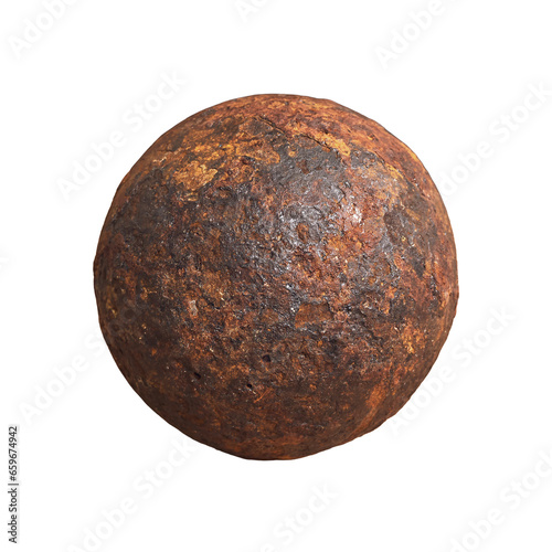 Tableau sur toile A gunner in vintage Swedish military clothing and cannon balls, isolated on a white background