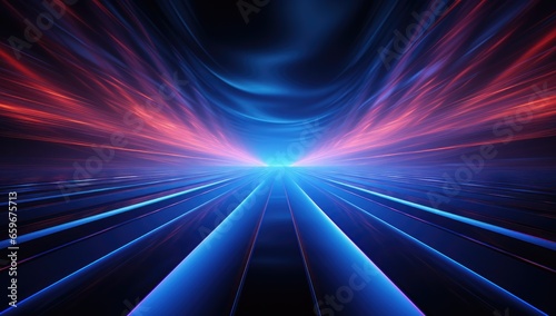 Futuristic speed motion with blue and red rays of light abstract background