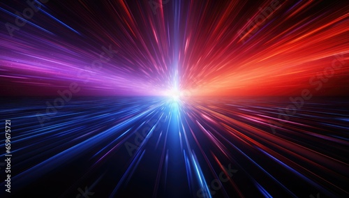 Futuristic speed motion with blue and red rays of light abstract background