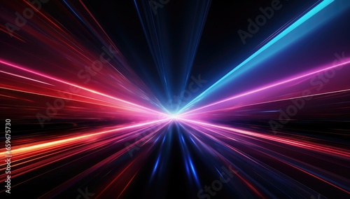 Futuristic speed motion with blue and red rays of light abstract background