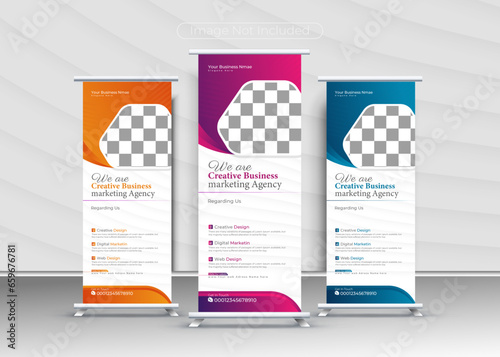 This is a Professional, Clean and Modern Corporate Roll Banner. It can be used for all business. Image placeholders are clipping masks to make it easy for you to add image And edit files