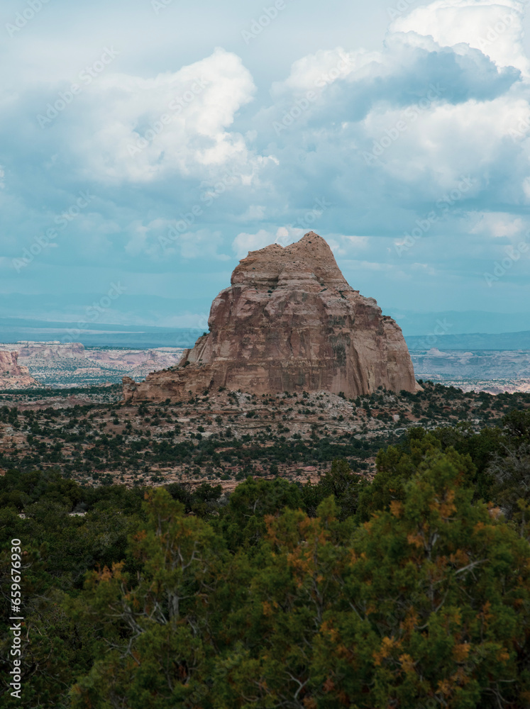 View of southern Utah rock formation, ghost rock, along the Interstate 70 lookouts. 