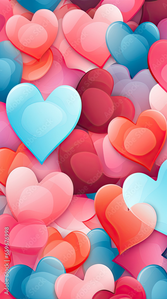 Valentine's day background with colorful hearts.
