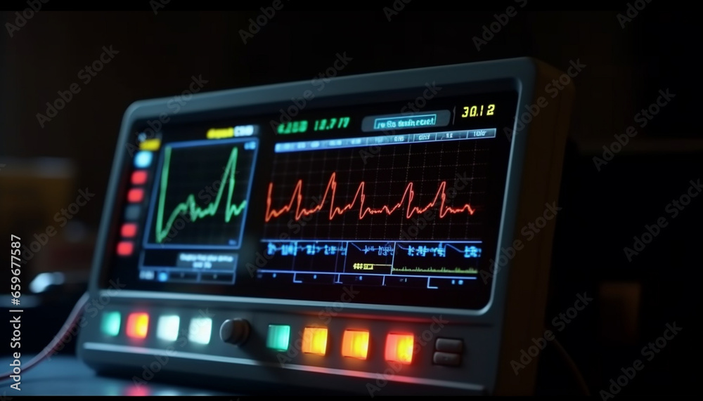 Cardiologist analyzes patient healthy heartbeat using modern technology and equipment generated by AI Cardiologist analyzes patient healthy heartbeat using modern technology and equipment generated by AI