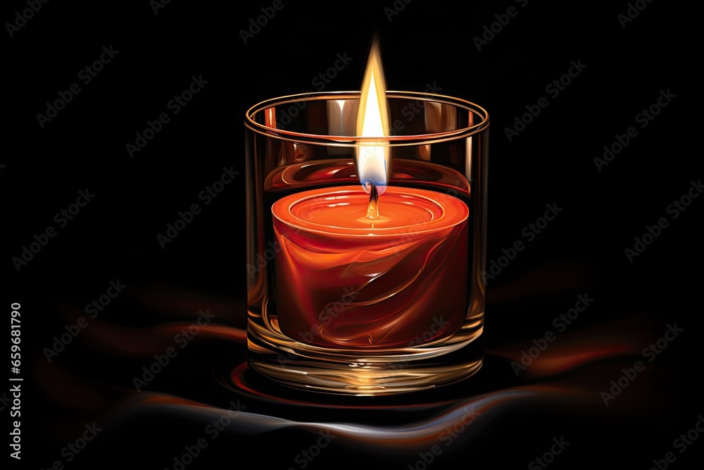 Digital illustration of lit candle on dark background. Generative AI Digital illustration of lit candle on dark background. Generative AI
