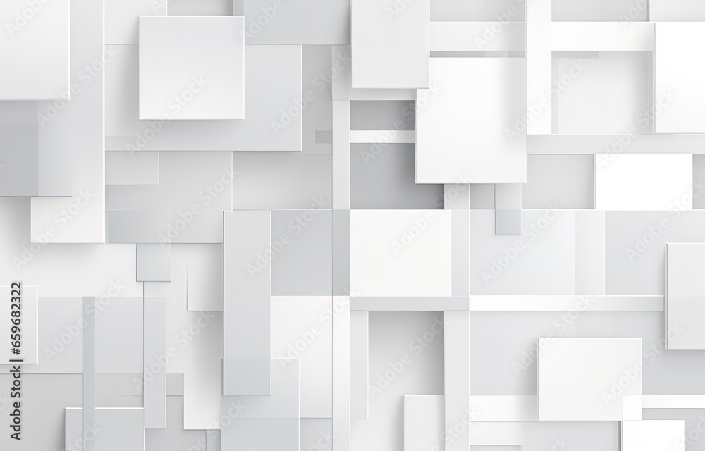Abstract white background with geometric shapes, rectangles and squares. Generative AI Abstract white background with geometric shapes, rectangles and squares. Generative AI
