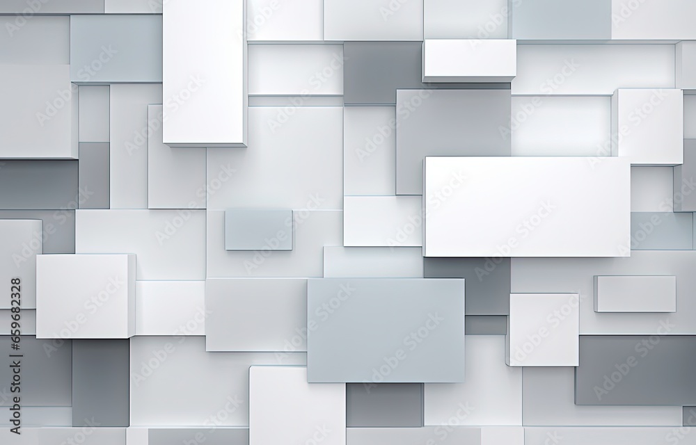 Abstract white background with geometric shapes, rectangles and squares. Generative AI Abstract white background with geometric shapes, rectangles and squares. Generative AI