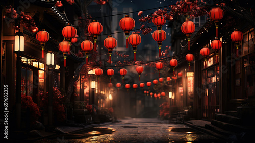 Chinese street lanterns Generative AI