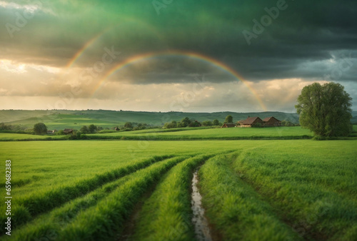 rainbow over the field