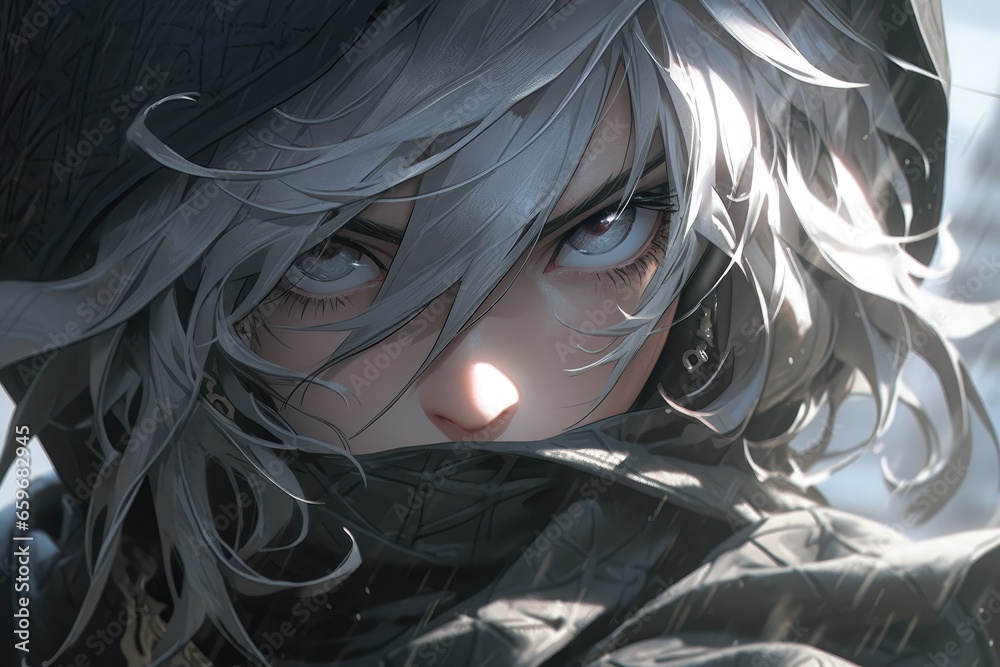 Anime Character, Edgy, White Hair, Anime Character, Edgy, White Hair,