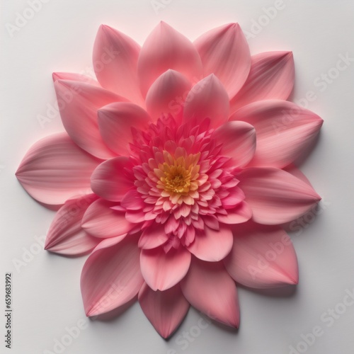 Pink cherry blossom petals on white background. Flat lay  top view