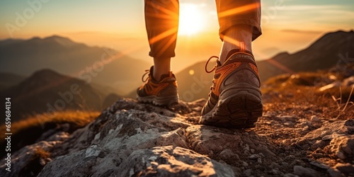 Close-up hiker feet is star...