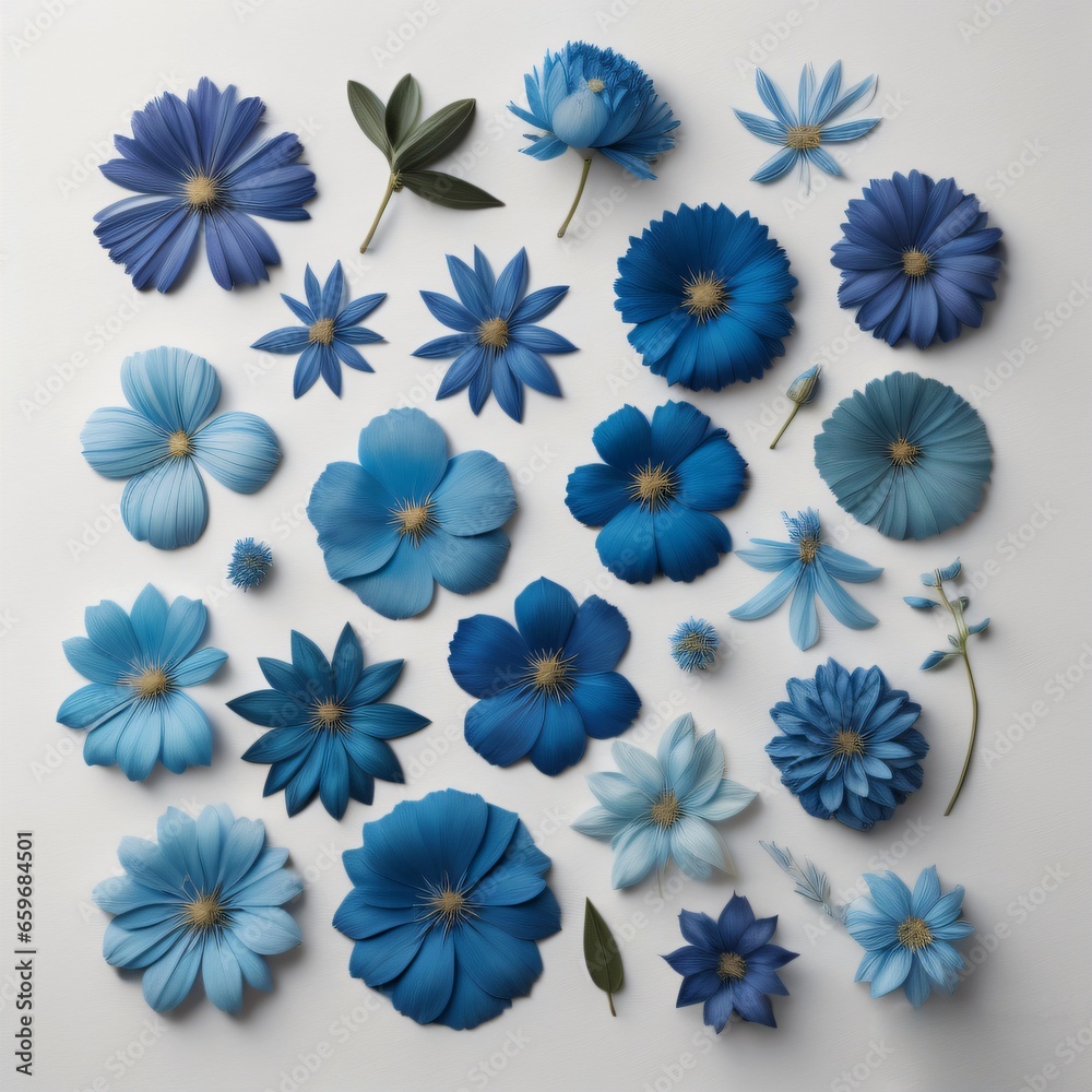 Blue flowers on a white background. Blue flowers on a white background.