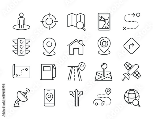Navigation, location, map, GPS line icons. Editable stroke. For website marketing design, logo, app, template, ui, etc. Vector illustration.