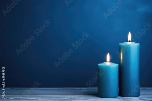 Candles with blue flame in the background.