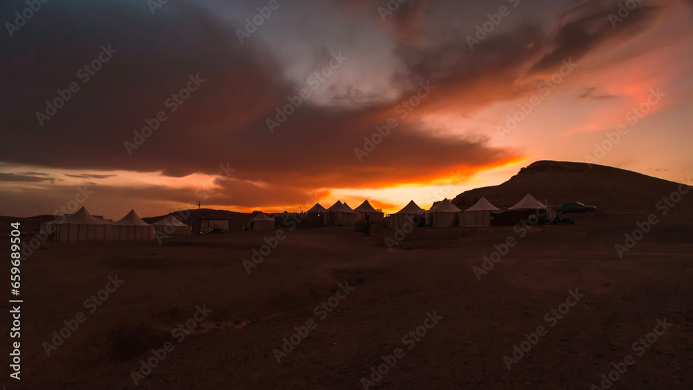 sunset in a desert village in Morocco
