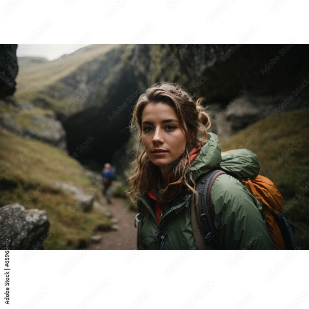 Exploring the Unknown: A Female Hiker's Journey Through a Mountain Cave