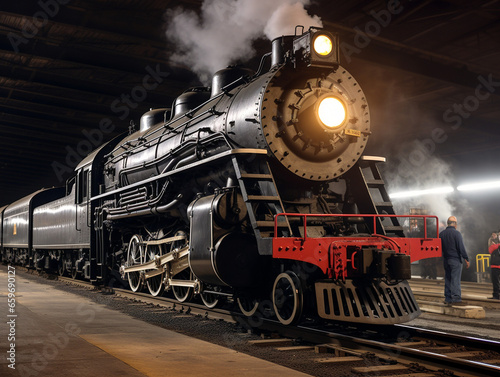 A vintage steam engine in action, showcasing its powerful locomotive strength in V-52 raw style.