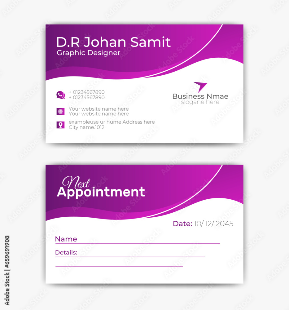 Vector business appointment card template
100% Editable Text Clack and Edit