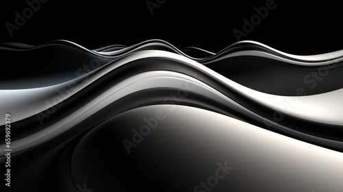 Abstract 3D waves of black and white neon creating.UHD wallpaper